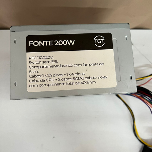 Fonte Nominal Tgt Mod: Fonte 200w 24p 200w Sata Atx