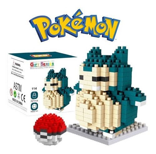 Figura De Snorlax - Armable De Bloques - Pokémon + Envió