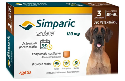 Simparic 120mg 40,1 A 60kg Caixa C/3 Comprimidos 