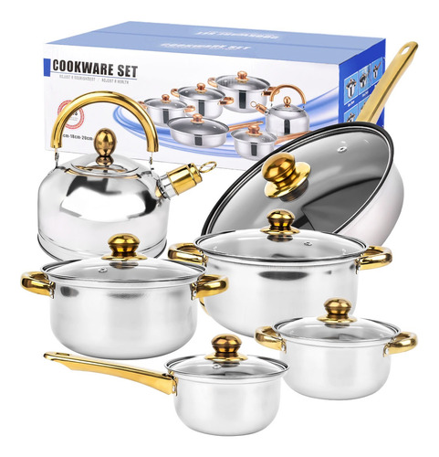 Set De Ollas Antiadherentes Bateria De Cocina Sertenes 12 Pc