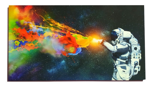 Cuadro Moderno Canvas Astronauta Colors Splash 50x90cm 