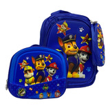 Morral Escolar De Patrulla  + Cartuchera Y Lonchera (bolso)