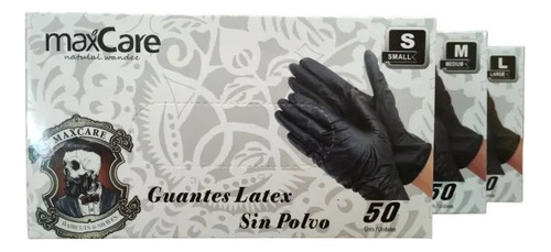 Guantes Negros De Latex Max Care 50 Uni