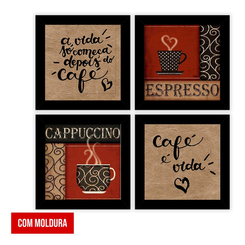 Quadrinhos Decorativos Café Cozinha Expresso Padaria Copa