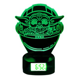 Lampara 3d Grogu Baby Yoda Base Reloj + C. Remoto + Pilas