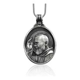 Medalla Collar Padre Pío Plata 925: Regalo Hombre Mujer