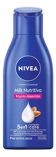  Crema Hidratante Para Cuerpo Nivea Cuidado Corporal Milk Nutritiva En Tubo 125ml