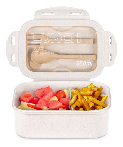 Lunch Box Bento Lonchera Térmica 850 Ml Con Cuchara Tenedor