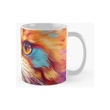 Taza Estilo De Pintura De Gato Persa Colorido Calidad Premiu