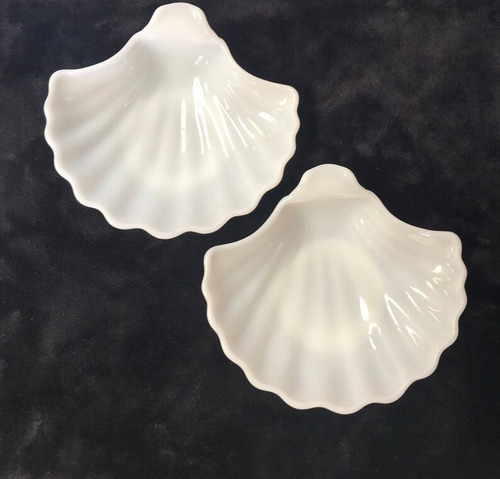 Plato Ostra Milk Glass Vintage Años 40s A 60s