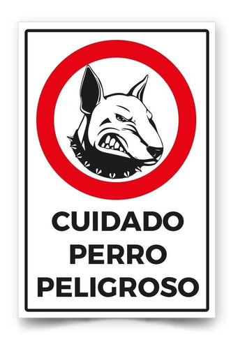 Señal Cuidado Perro Peligroso 30x20cm Metálico