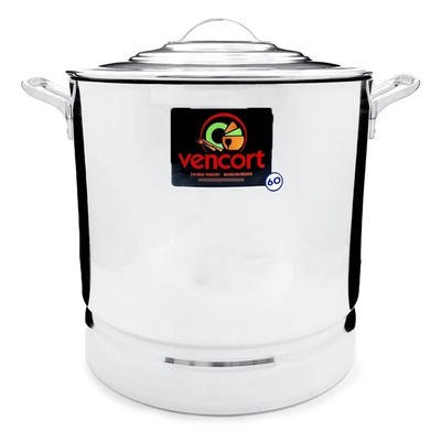 Olla Vaporera Grande De Aluminio Triple Fuerte Grueso 74 Lt Color Gris | Meses sin interés