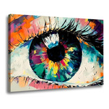 Quadro Grande Olho Colorido Em Tela Canvas Decoração Luxo Cor Borda Infinita Cor Da Armação