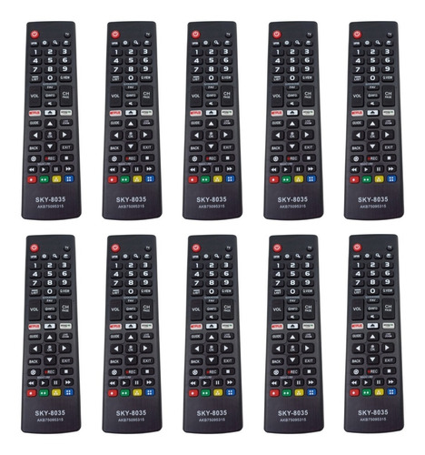 Kit 10 Controles Remoto Universal P/ Smart Tv Compatível LG