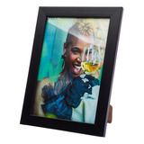 Porta Retrato Premium Fosco Vidro 15x21preto Mesa Ou Parede