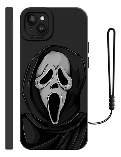 Funda De Silicona Para iPhone Diseño De Ghostface + Correas