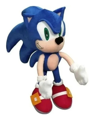 Boneco Pelúcia Sonic Ouriço Macia 50cm Azul Preto Vermelho