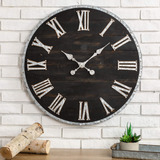 Glitzhome Reloj De Pared Grande Decorativo De Madera Rústi.