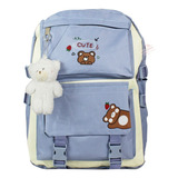 Set 5 Pcs Mochila Para Dama Casual Osito Cute Kawaii Juvenil Estilo Coreana + Crossbody + Estuche Hr925 