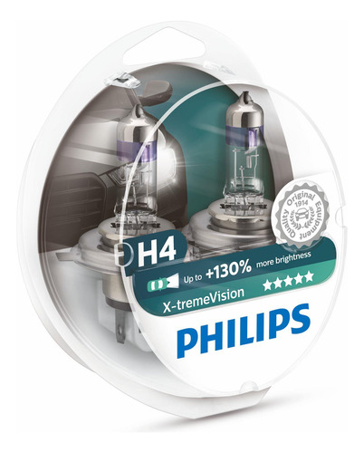 Lampara Phillips H4 12v X-treme Vision +130% Luz Setx2