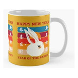 Taza X4 Feliz Año Nuevo, Año Del Conejo. Calidad Premium