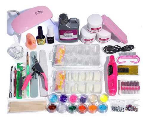 Kit De Uñas Acrílicas Polvo Acrílico Glitter Powder Liquid