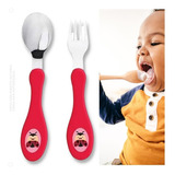 Kit Talher Infantil Bebe Garfo E Colher Meus Melhores Amigos Cor Joaninha