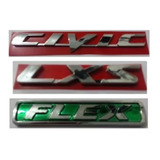 Kit Emblema Civic+lxs+flex 2007 A 2011 3 Pçs Otima Qualidade