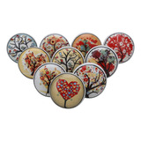 Atcusa 10 Pc Multi Flower Ceramic Knobs In Multi Colored Ha.