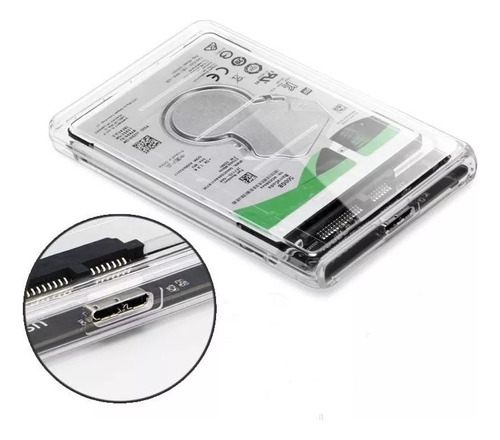 Cofre Case Transparente Para Disco Duro Sata 2.5 Usb3.0