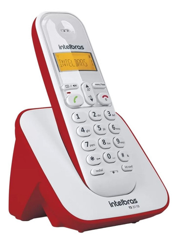 Telefone Sem Fio Intelbras Branco Com Vermelho - Ts3110