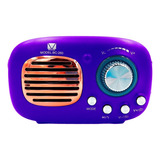 Bocina Recargable Bluetooth Vintage Inalambrica Radio Fm Color Violeta