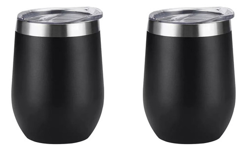 2 Vasos Térmicos Acero Inoxid Negros P/café, Vino, Whisky 