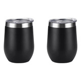 2 Vasos Térmicos Acero Inoxid Negros P/café, Vino, Whisky 