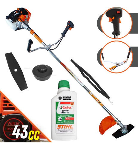 Roçadeira Gasolina Profissional Vulcan + Óleo Stihl Extra