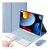 Funda Teclado Mouse Y Lápiz Para iPad 10.2 7th 8th 9th Azul