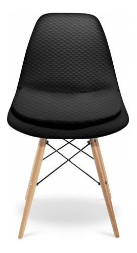 Capa Para Cadeira Eames Eiffel Com Almofada Metalassê Preto