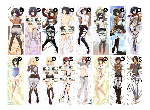 Dakimakura Shingeki No Kyojin 2 Lados+relleno 24x70