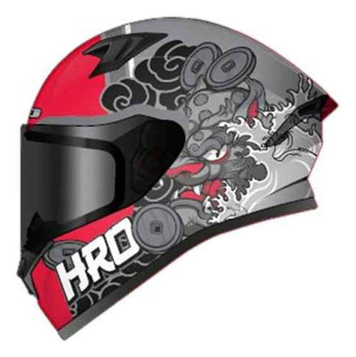 Casco Cerrado De Moto Hro 523 Hokusai Gris Certificado Dot