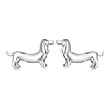 Aretes Topos Perro Salchicha Dachshund En Plata 925