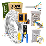 Kit Cabo De Rede Cat6 Utp 30 Metros + Rj45 + Alicate + Test