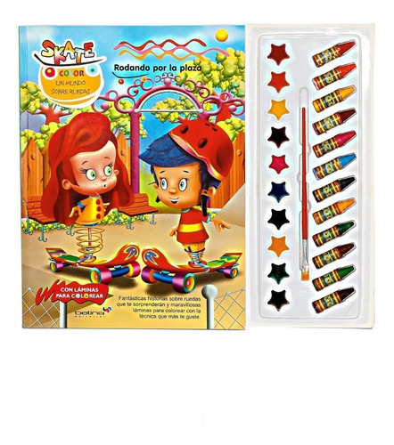 Kit Pintar Y Colorear Libro + Acuarelas + Crayones Plaza