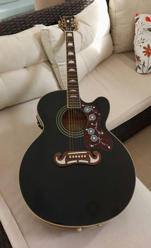 Guitarra Acústica EpiPhone Ej-200sce Para Diestros Black