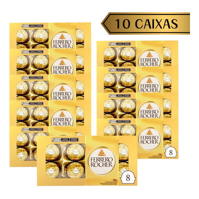 Bombom Ferrero Rocher - Kit C\u002F 10 Caixas (8 Unid. Por Caixa) | Frete grátis