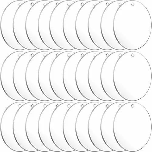 30 Pcs Circulos Acrilico Transparente 2mmx5cm Para Llavero