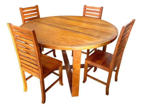 Conjunto Mesa De Jantar Com 4 Cadeiras Madeira Demolição