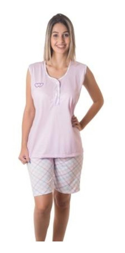 Pijama Bermuda Sem Manga Feminino Linha Classica 