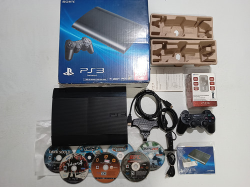 Playstation 3 Super Slim Serial Batendo, Com Caixa, Manual, Acessórios E Jogos Brindes