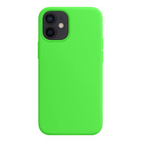 Capa Capinha Silicone Compatível Com iPhone 12 Mini C/ Borda Cor Verde Neon