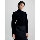 Suéter Acanalado Cintura Ajustada Negro Calvin Klein Mujer